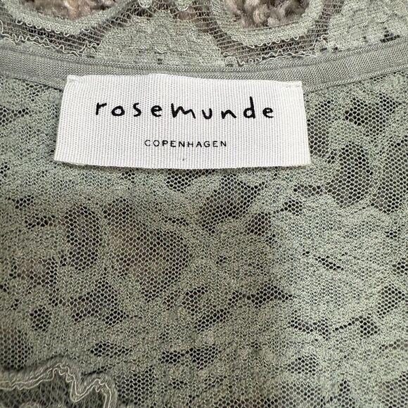 Rosemunde Copenhagen Lace Top Shirt Green Large L Knit Short Sleeve Tunic - Picture 3 of 6
